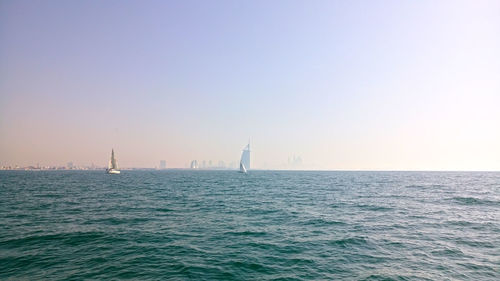 Scenic view of sea against clear sky