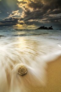 Scenic view of sea during sunset