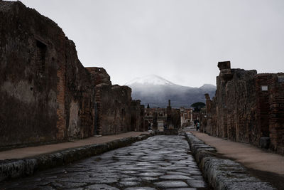 Snow coming in pompeii ruins