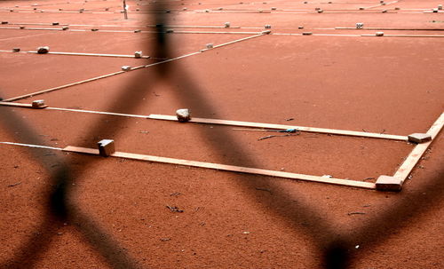 High angle view of umbrella on sand