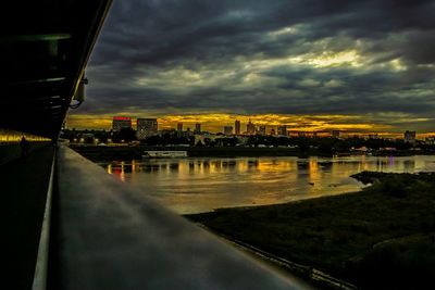 Scenic view of cityscape against sky during sunset