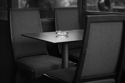 Empty chairs and table