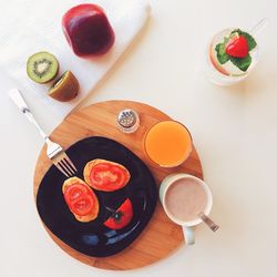 High angle view of food on table