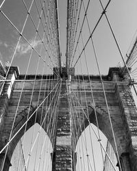 Low angle view of suspension bridge