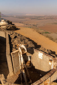High angle view of desert against sky bunker golan heights 