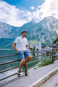 Full length of man on mountain against sky