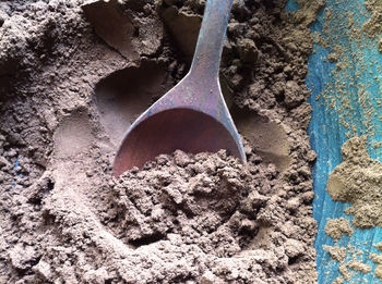 High angle view of cocoa powder in bowl