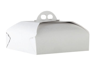 Close-up of box against white background