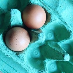 Close-up of eggs in crate