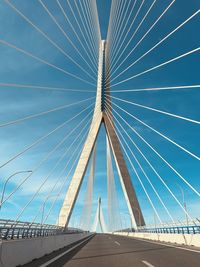 Low angle view of suspension bridge