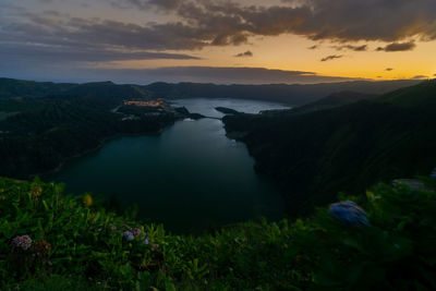 Scenic view of sea against sky during sunset