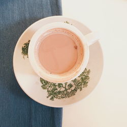 High angle view of coffee on table