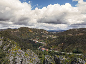 High angle view of townscape against sky