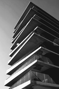 Low angle view of modern building against clear sky