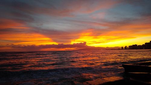 Scenic view of sea against sky during sunset