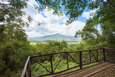 Scenic view of landscape and mountains against sky