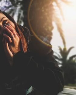 Portrait of couple kissing