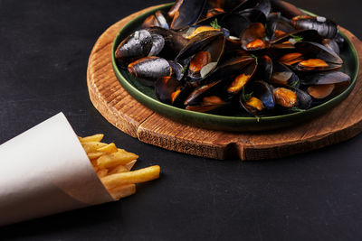 High angle view of food on table
