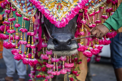 Rear view of people in traditional clothing