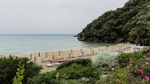 High angle view of beach against sky