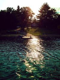 View of lake at sunset