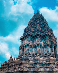 Low angle view of temple building against sky