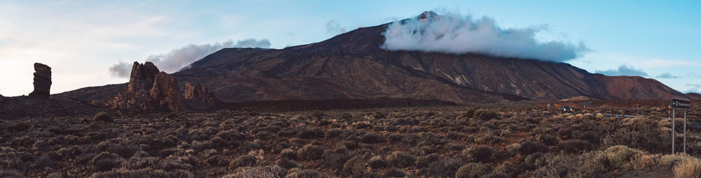 Panoramic view of mountains against sky