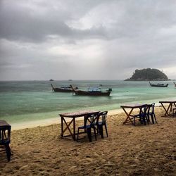 Scenic view of beach against sky