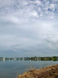 Scenic view of lake against sky