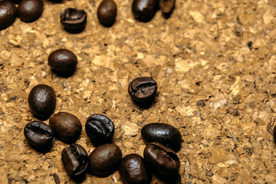 High angle view of coffee beans