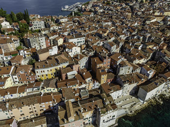 High angle view of buildings in city