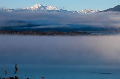 Snowcapped mountain range