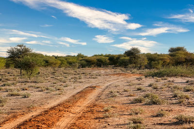 Scenic view of land against sky