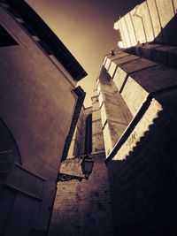 Low angle view of staircase against sky