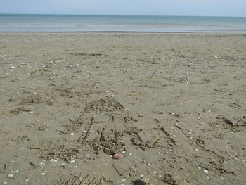 High angle view of sand on beach