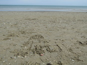 High angle view of sand on beach