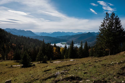 Scenic view of mountains against sky