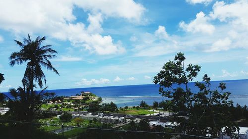 Scenic view of sea against cloudy sky