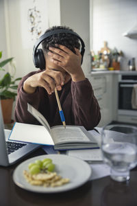 Boy doing homework at home