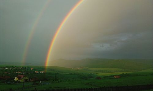 Rainbow over field