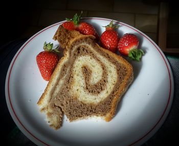 High angle view of breakfast served in plate