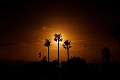 Silhouette palm trees against sky during sunset