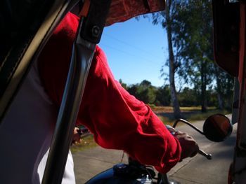 Close-up of man riding bicycle