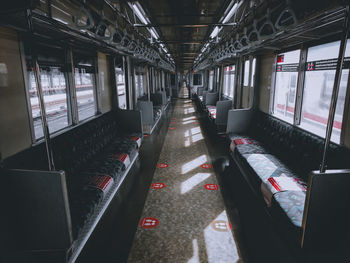 The empty electric rail train. the impact of social distancing. located in jakarta, indonesia.