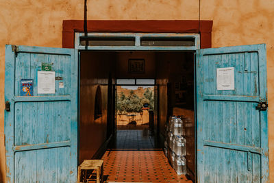 Closed door of building