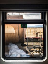 Trains seen through window