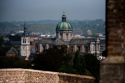 High angle view of buildings in city