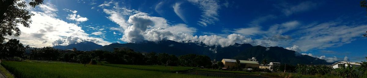 Scenic view of landscape against cloudy sky