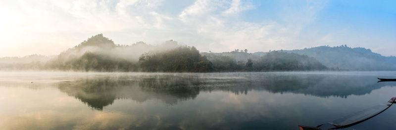 Panoramic view of lake against sky