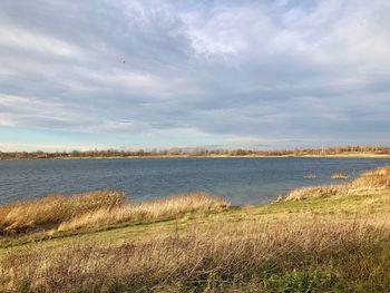 Scenic view of lake against sky